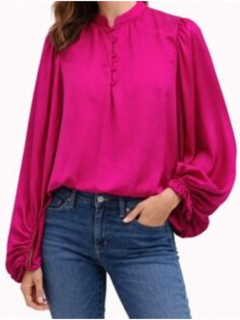 Vince Camuto Balloon Sleeve Blouse in Hot Pink Sz M